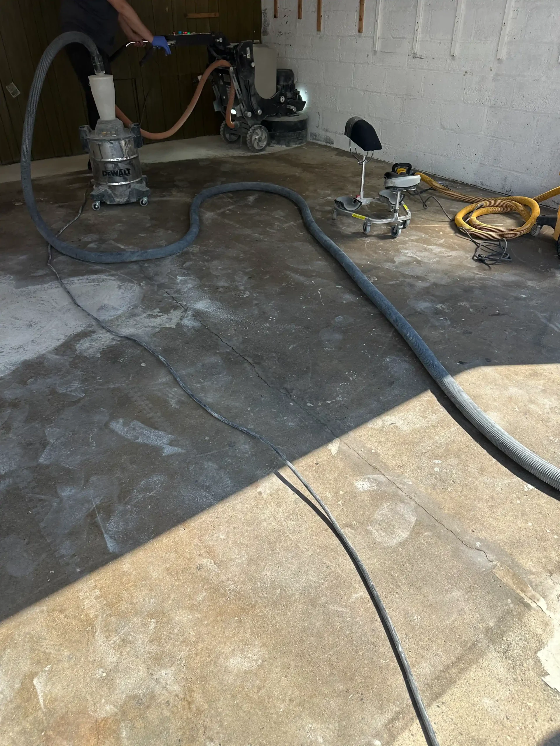 Residential concrete floor before epoxy flooring