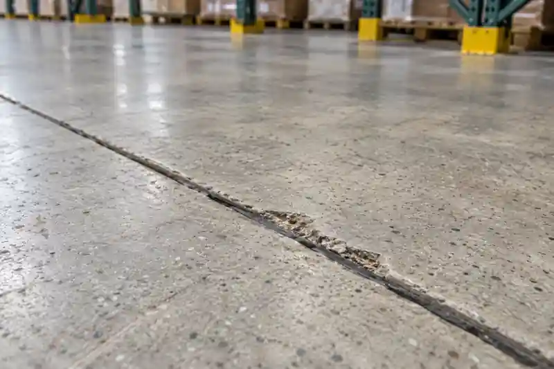 Warehouse floor spalling involves concrete breaking away