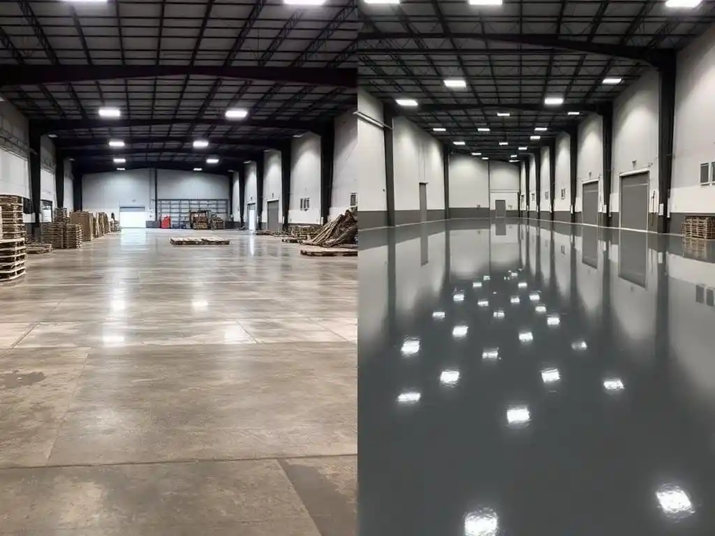 warehouse epoxy vs polished concrete comparison